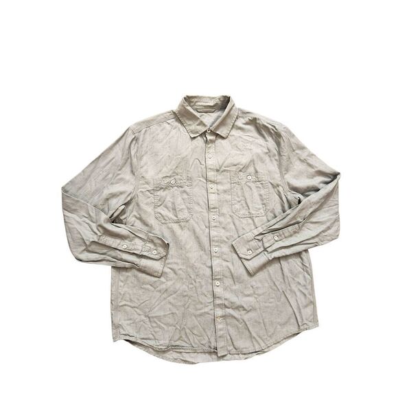 Mack Weldon Men's Large Button up Performance pocket shirt Cotton Lyocell Gray - Picture 2 of 8